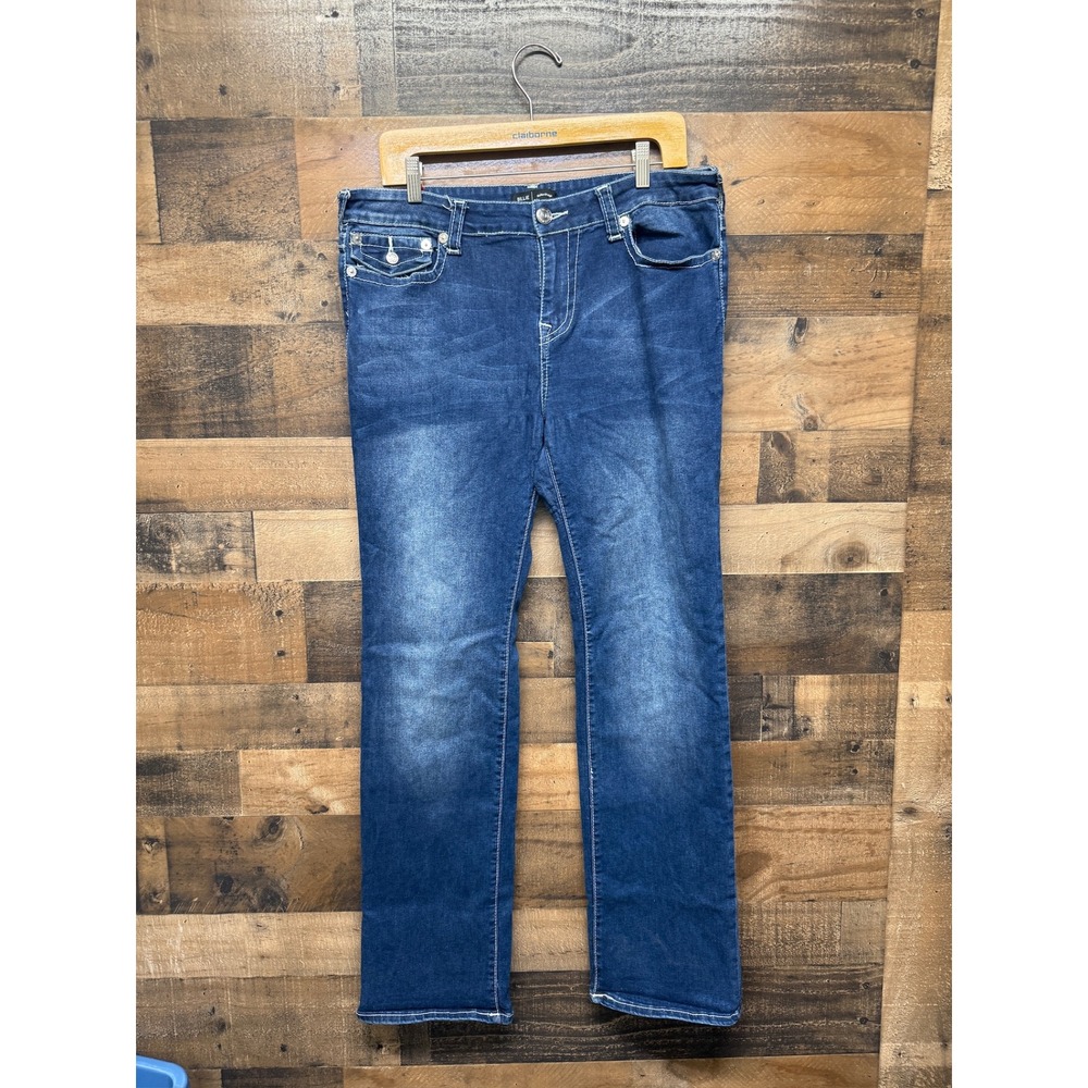 True Religion Billie Mid Rise Straight‎ Leg Jeans Mens 34 Dark Wash Blue 8389